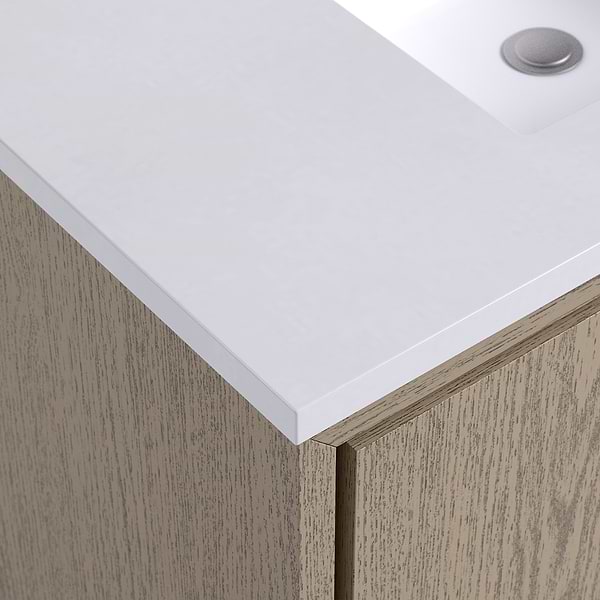 Setton Greige Ash 36" Single Vanity with White Quartz Top by TileBar Studio Vanities, View 3, open zoomed image