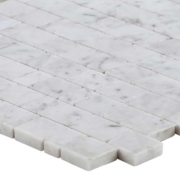 Avanti Bianco Carrara White Hand Clipped Joint Honed Marble Mosaic Tile