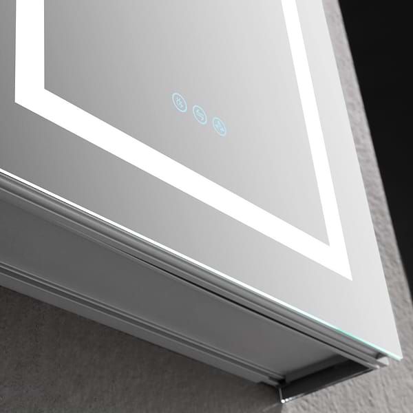 Rory Grooved 24x32" Rectangle Recessed or Wall Mounted Left-Hand LED Medicine Cabinet with Mirror