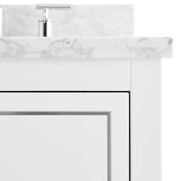 Province White and Silver 24" Single Vanity with Carrara Marble Top