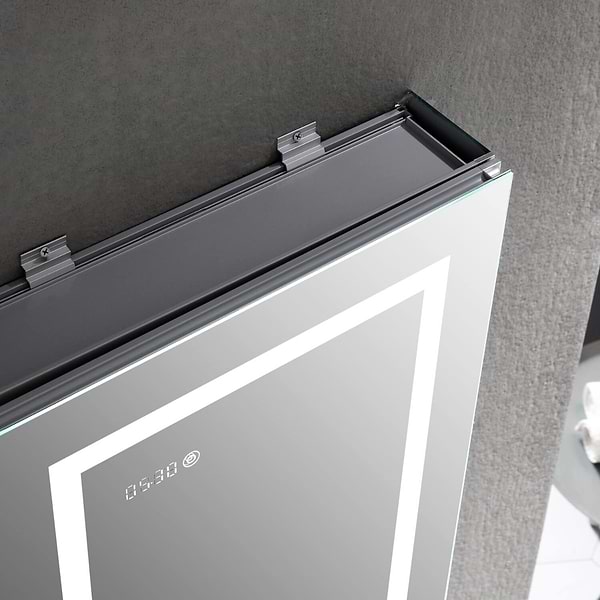 Rory Grooved 24x32" Rectangle Recessed or Wall Mounted Left-Hand LED Medicine Cabinet with Mirror