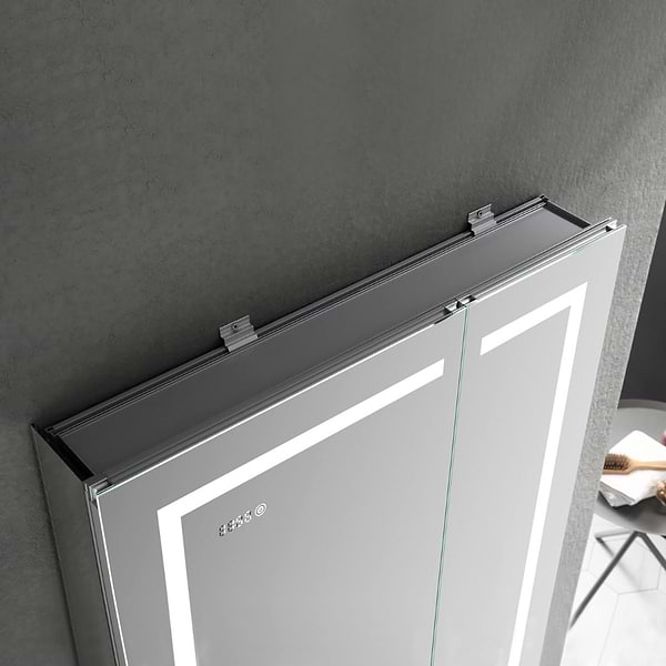 Rory Grooved 30x32" Rectangle Recessed or Wall Mounted LED Medicine Cabinet with Mirror