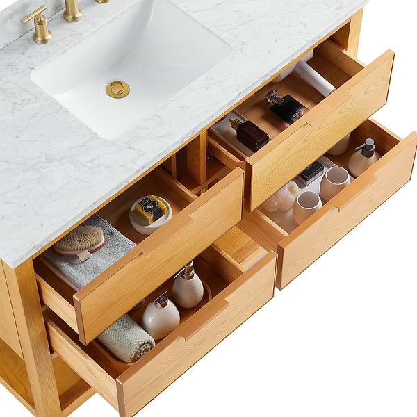 Dayton Woodgrain 48" Single Vanity with Carrara Marble Top