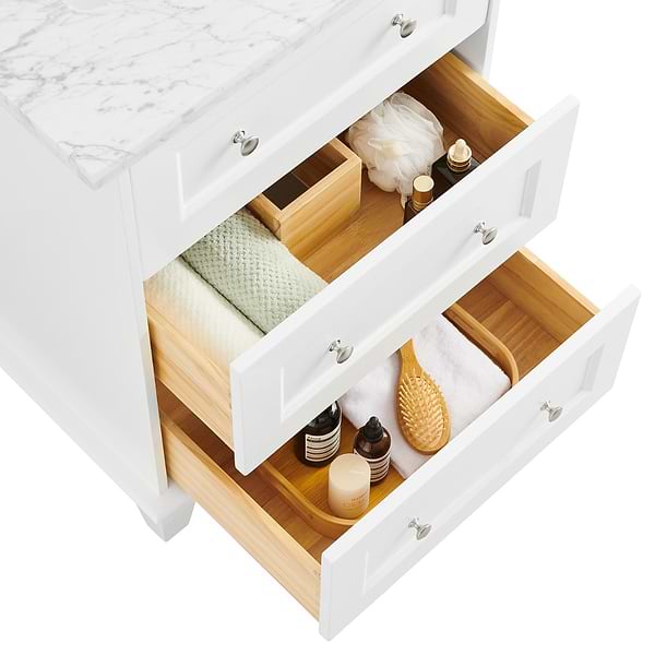 Nora White 24" Single Vanity with Carrara Marble Top