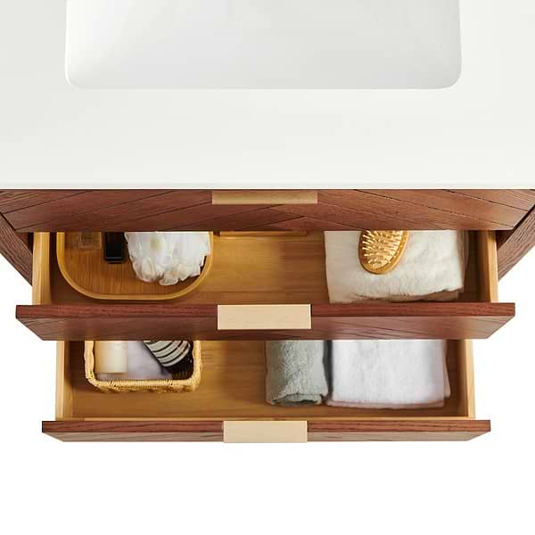 Marilyn Woodgrain 30" Single Vanity with Pure White Quartz Top