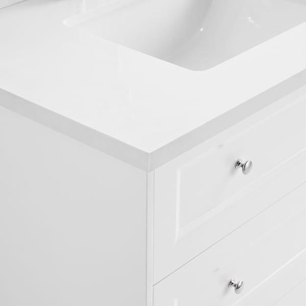 Nora White 36" Single Vanity with Pure White Quartz Top