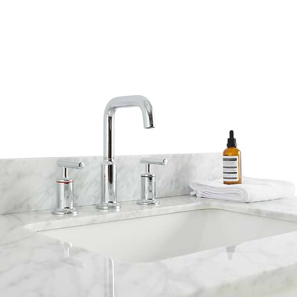 Sheraton 36" White Vanity with Carrara Marble Top and Ceramic Basin