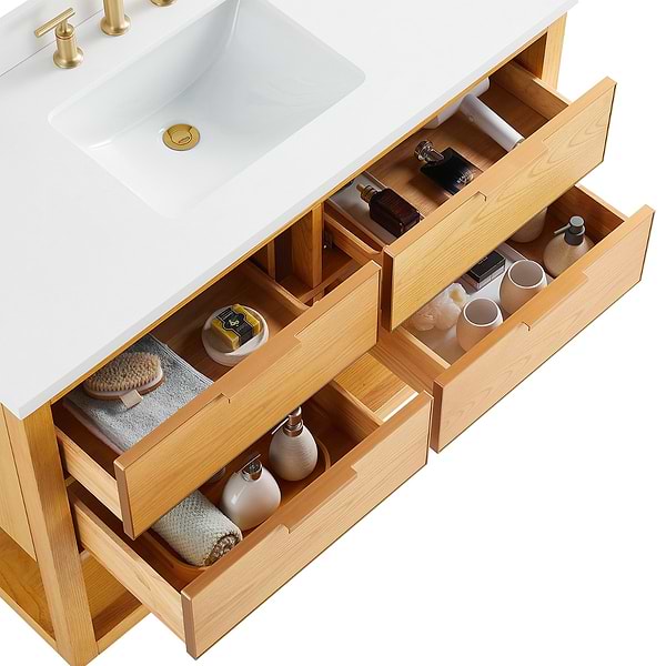 Dayton Woodgrain 48" Single Vanity with Pure White Quartz Top