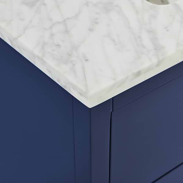 Iconic Navy and Gold 36" Single Vanity with Carrara Marble Top