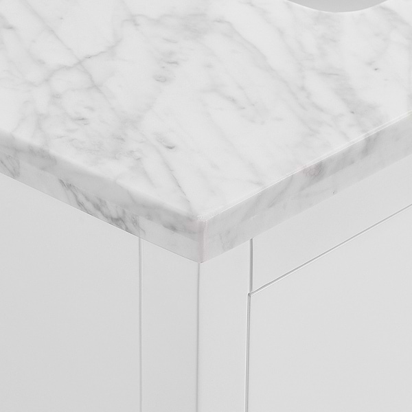 Iconic White and Silver 36" Single Vanity with Carrara Marble Top