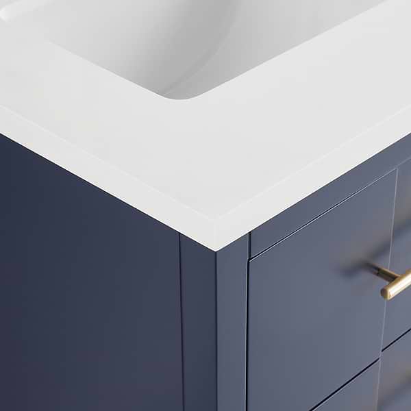Iconic Navy and Gold 24" Single Vanity with Pure White Quartz Top