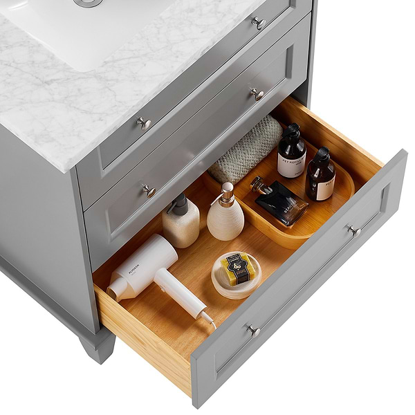 Nora Gray 30" Single Vanity with Carrara Marble Top