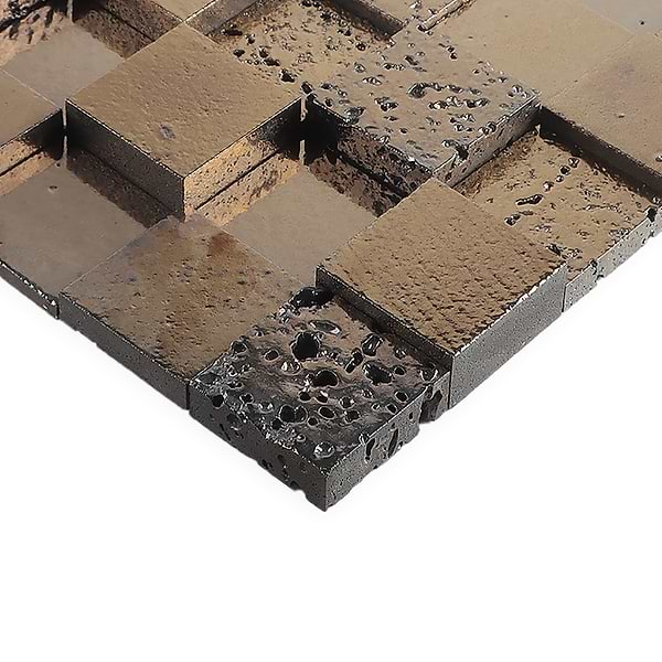 Magma 3D Squares Bronze 2x2 Polished Lava Stone Mosaic Tile