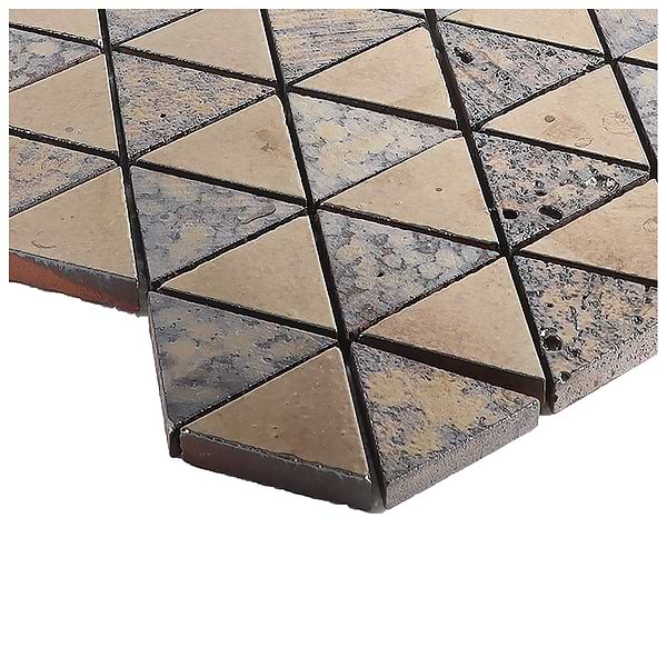 Magma Triangles Bronze 2" Polished Lava Stone Mosaic Tile