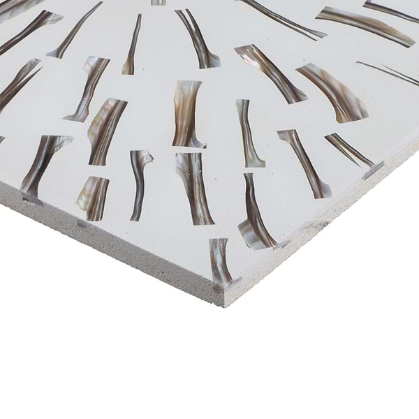 Estee Golden White 12x12 Polished Pearl Inlay and Cement Tile