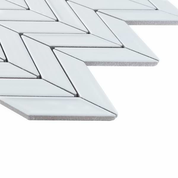 Brookline Chevron Cloud White 1x5 Glossy Ceramic Mosaic Tile