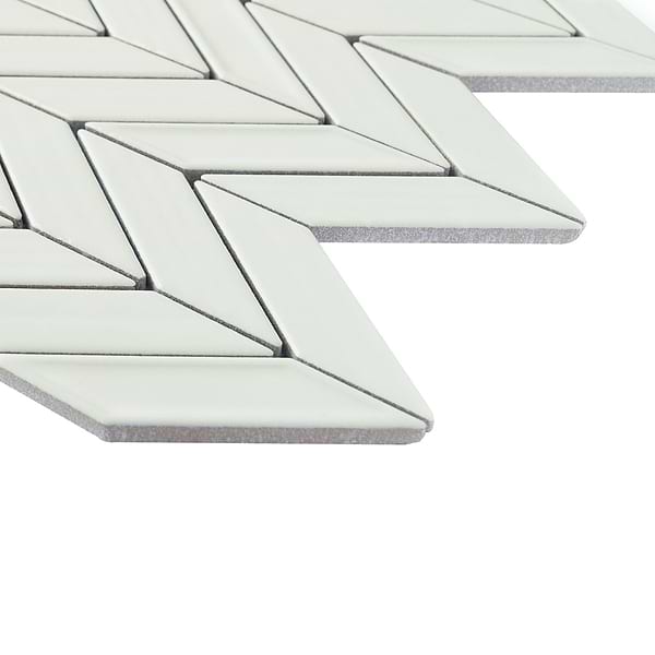 Brookline Chevron Mushroom Gray 1x5 Glossy Ceramic Mosaic Tile