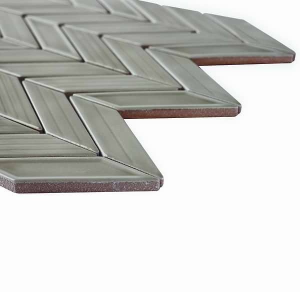 Brookline Chevron Warm Gray 1x5 Glossy Ceramic Mosaic Tile