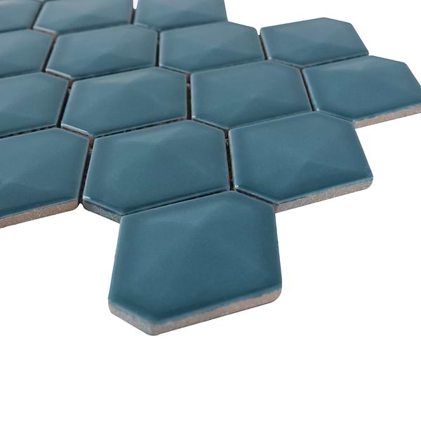 Brookline Diamond Coastal Blue 3x4 Glossy Ceramic Mosaic Tile
