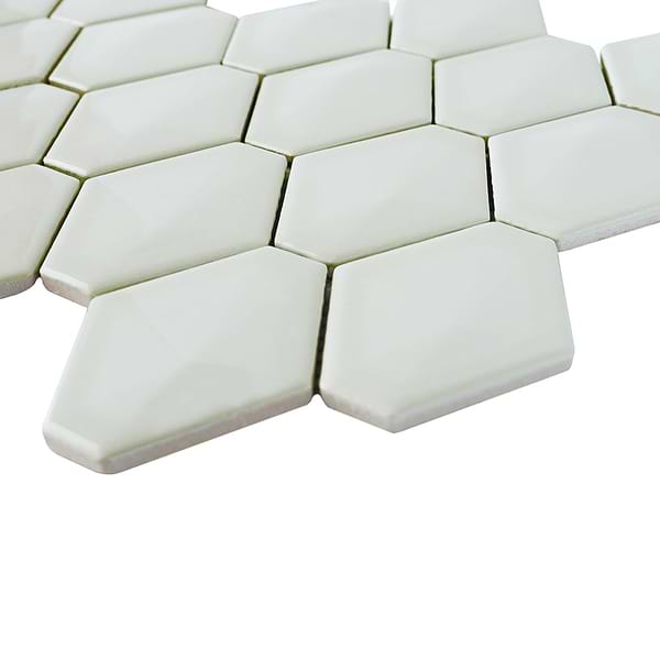 Brookline Diamond Mushroom Gray 3x4 Glossy Ceramic Mosaic Tile