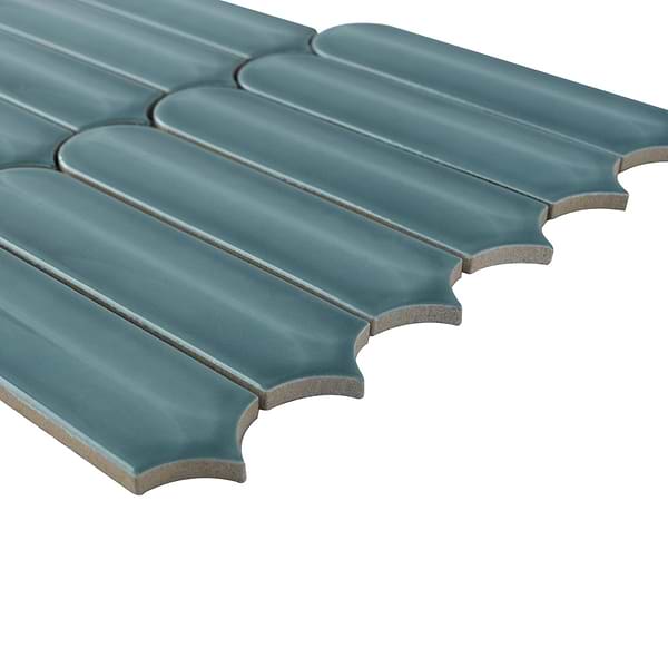 Brookline Feather Marine Blue 2x7 Fish Scale Glossy Ceramic Mosaic Tile