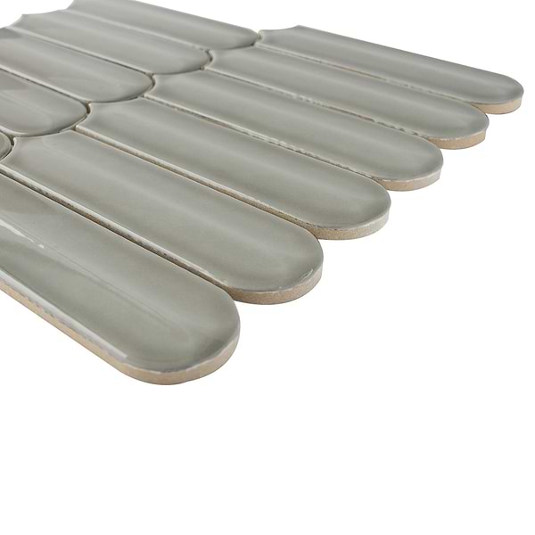 Brookline Feather Warm Gray 2x7 Fish Scale Glossy Ceramic Mosaic Tile