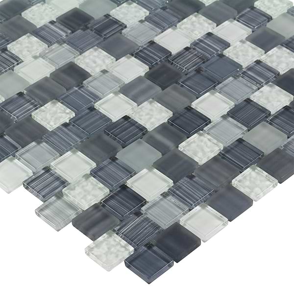 Watercolors Twilight Gray 1x1 Glass Mosaic