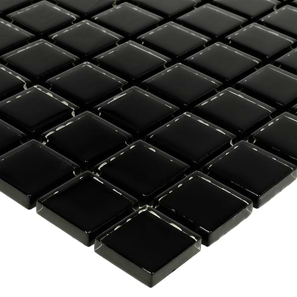 Watercolors Black 1x1 Glass Mosaic