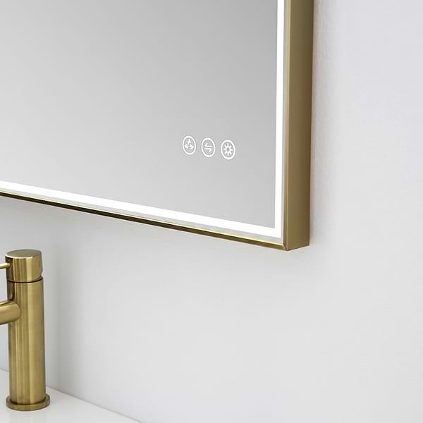 Mage Brushed Gold 18x36" Framed Rectangle LED Mirror