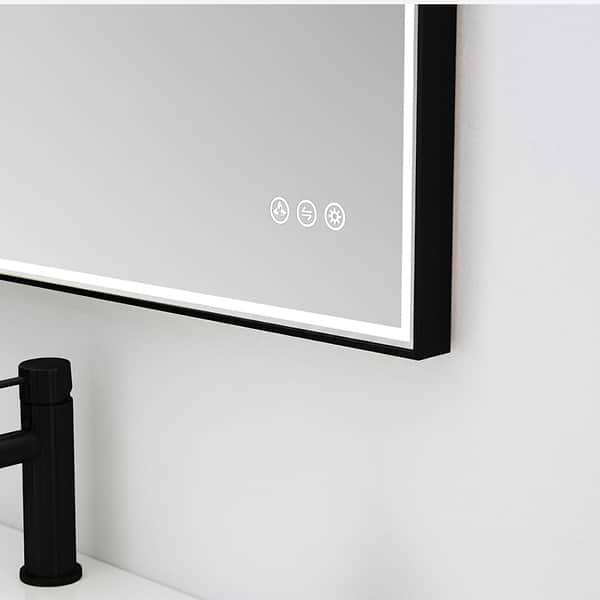Mage Matte Black 30x36" Framed Rectangle LED Mirror