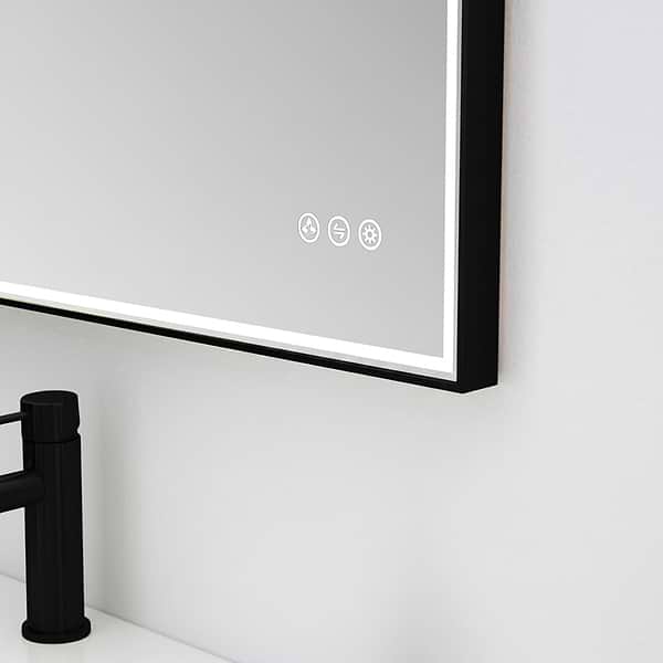 Mage Matte Black 48x30" Framed Rectangle LED Mirror
