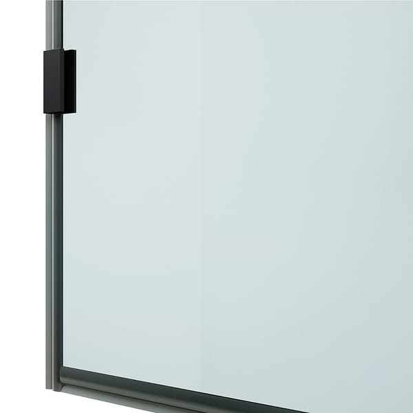 Burke 34x78" Reversible Semi-Frameless Shower Screen with Striped Glass in Matte Black