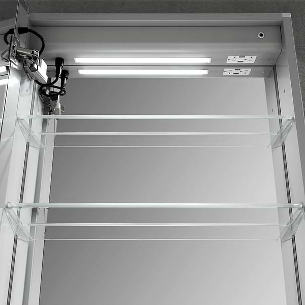 Rory Grooved 24x32" Rectangle Recessed or Wall Mounted Left-Hand LED Medicine Cabinet with Mirror