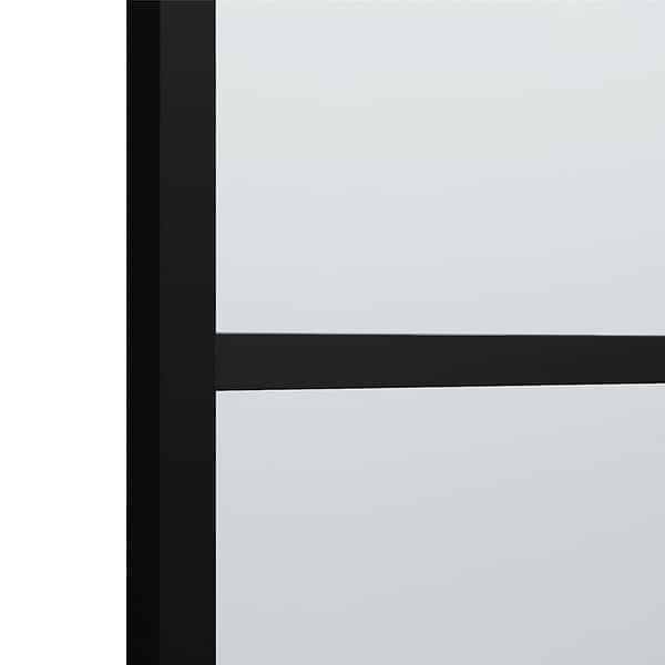 Finestra 34x62" Reversible Fixed Bathtub Door with Large Grid Clear Glass in Matte Black