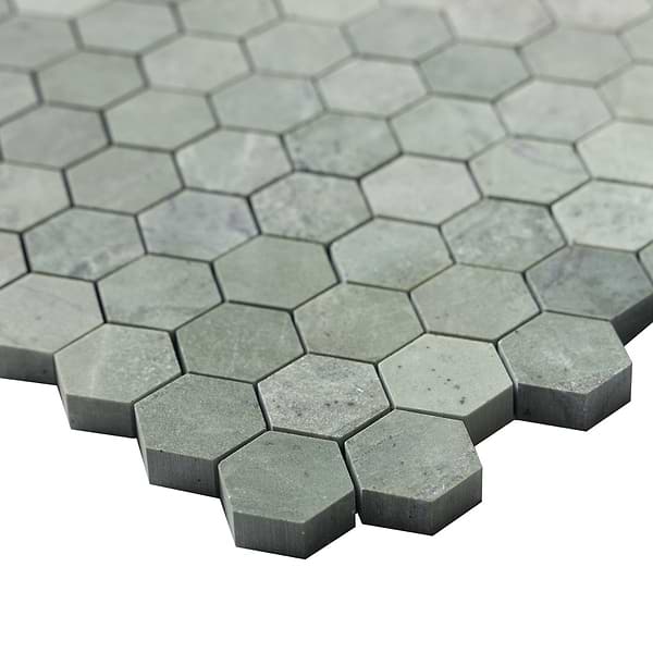 Tia Verde Green 1" Hexagon Honed Marble Mosaic Tile