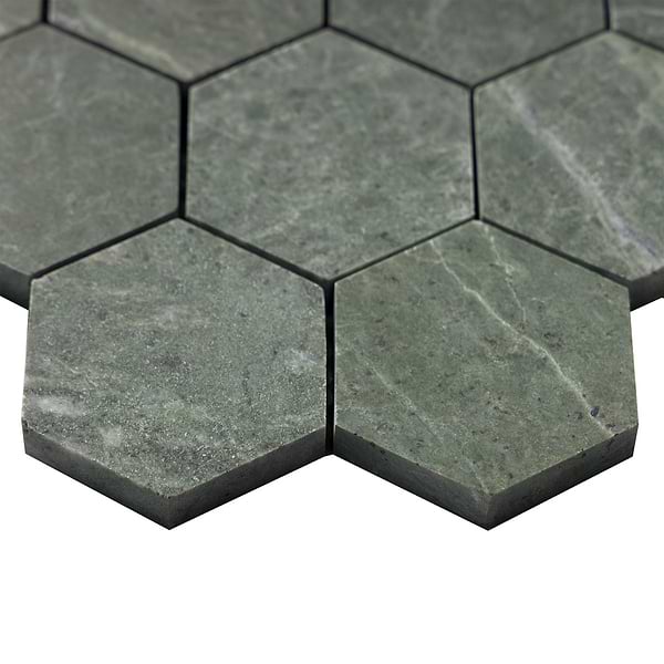 Tia Verde Green 2" Hexagon Honed Marble Mosaic Tile