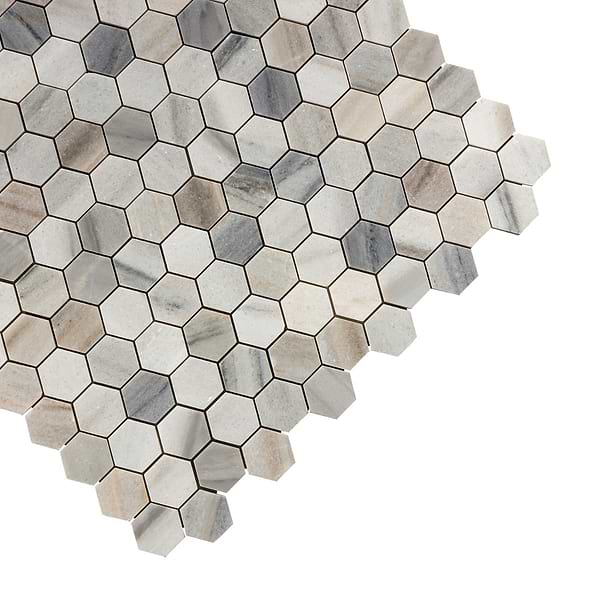 Skyline Gray 1" Hexagon Honed Marble Mosaic Tile
