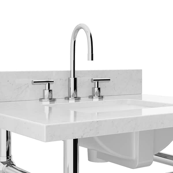 Pierce Polished Chrome 30" Single Console with Rectangle Sink and Carrara Marble Top
