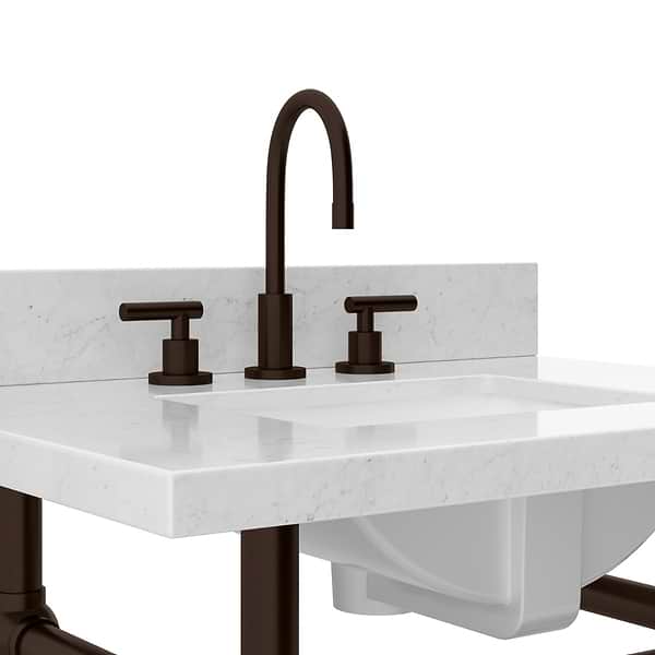 Pierce Oil Rubbed Bronze 30" Single Console with Rectangle Sink and Carrara Marble Top