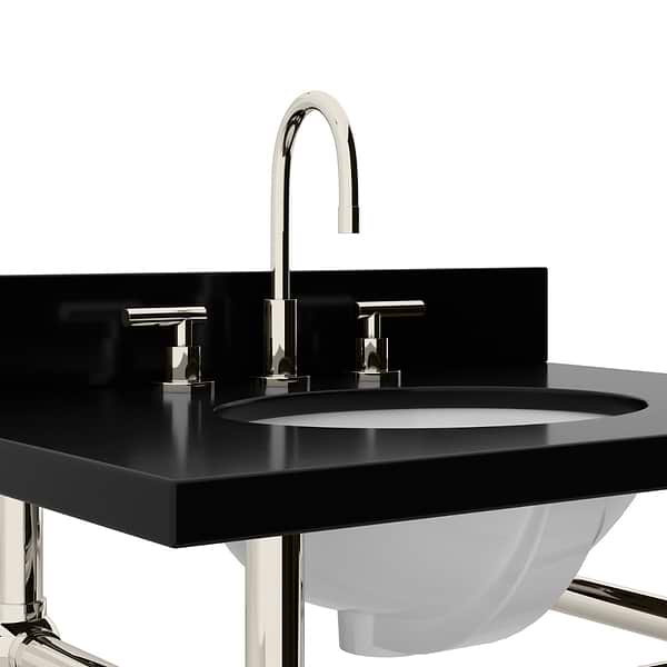 Pierce Polished Nickel 30" Single Console with Oval Sink and Black Granite Top