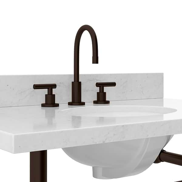 Pierce Oil Rubbed Bronze 36" Single Console with Oval Sink and Carrara Marble Top