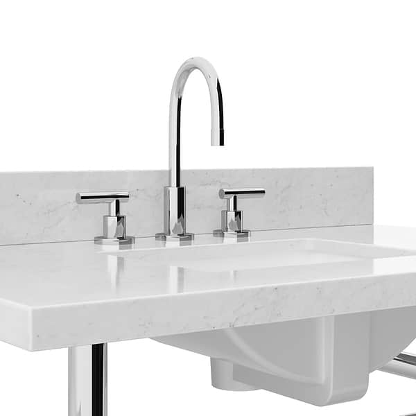 Pierce Polished Chrome 36" Single Console with Rectangle Sink and Carrara Marble Top
