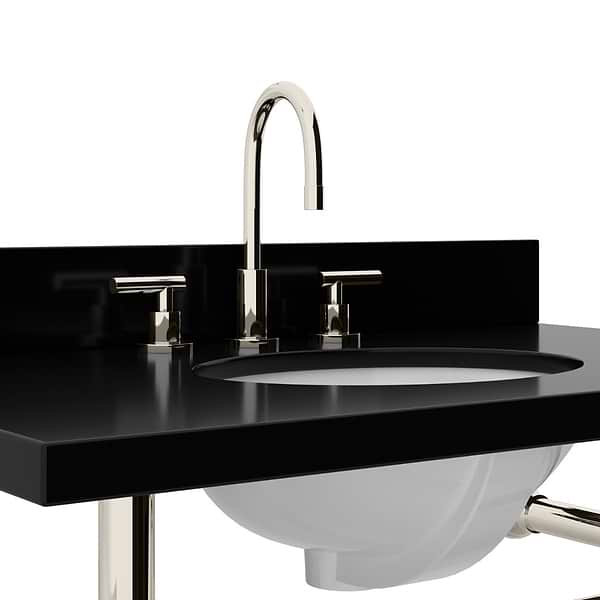 Pierce Polished Nickel 36" Single Console with Oval Sink and Black Granite Top