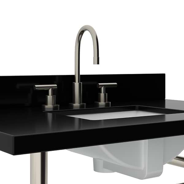 Pierce Brushed Nickel 36" Single Console with Rectangle Sink and Black Granite Top