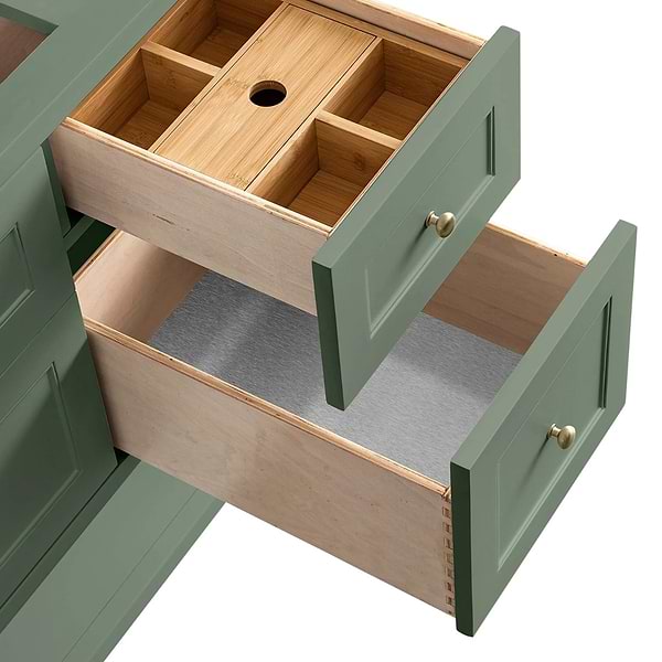 James Martin Vanities Breckenridge Smokey Celadon 48" Single Vanity with White Zeus Quartz Top and Backsplash