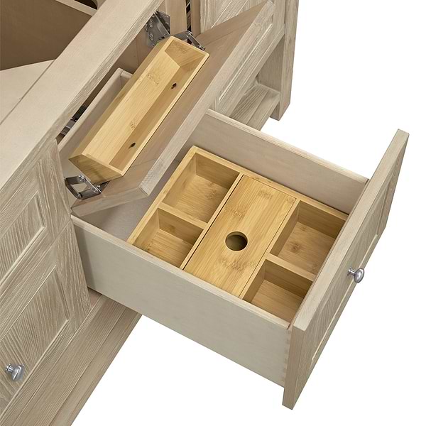 James Martin Vanities Breckenridge Whitewashed Oak 60" Double Vanity with White Zeus Quartz and Backsplash Top