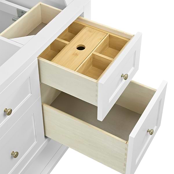 James Martin Vanities Breckenridge Bright White 60" Single Vanity with White Zeus Quartz Top and Backsplash