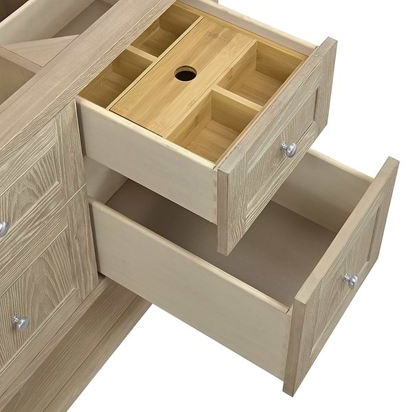 James Martin Vanities Breckenridge Whitewashed Oak 60" Single Vanity with White Zeus Quartz and Backsplash Top