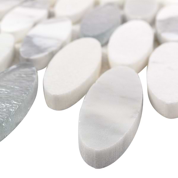 Kinetic Ice Water Ovals Glass & Stone Tile