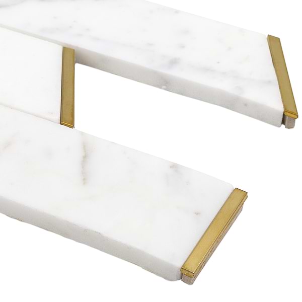 Matrix Trapezoid Marble and Brass Tile